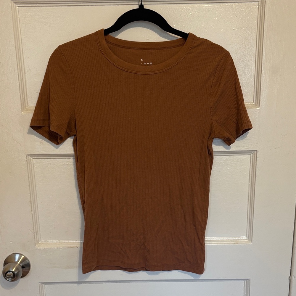 A New Day Warm dusty rose Ribbed Tee